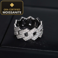 USA Local Stock Fast Shipping Moissanite Cuban Ring 925 Silver Gold Plated  Moissanite Pass Diamond Test Hip Hip Men Cuban Ring — gra certified moissanite seal v2