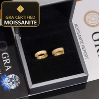 USA Local Stock Pass Diamond Tester 2Row VVS Moissanite Diamond Iced Out Hoop Earrings Hip Hop Jewlery 925 Silver Hoop Men — gra certified moissanite seal v2
