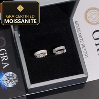 USA Local Stock Pass Diamond Tester 2Row VVS Moissanite Diamond Iced Out Hoop Earrings Hip Hop Jewlery 925 Silver Hoop Men — gra certified moissanite seal v2