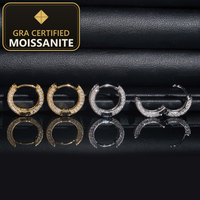 USA Local Stock Pass Diamond Tester 2Row VVS Moissanite Diamond Iced Out Hoop Earrings Hip Hop Jewlery 925 Silver Hoop Men — gra certified moissanite seal v2