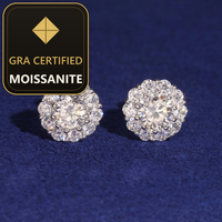 USA Warehouse Bulk in Stock  Iced Out Lab Diamond Jewelry Hip Hop VVS Moissanite Silver 925 Stud Earrings — gra certified moissanite seal v2
