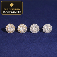 USA Warehouse Bulk in Stock  Iced Out Lab Diamond Jewelry Hip Hop VVS Moissanite Silver 925 Stud Earrings — gra certified moissanite seal v2