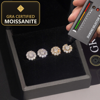 USA Warehouse Bulk in Stock  Iced Out Lab Diamond Jewelry Hip Hop VVS Moissanite Silver 925 Stud Earrings — gra certified moissanite seal v2