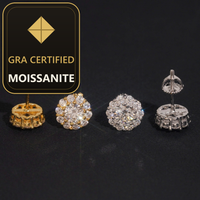 USA Warehouse Bulk in Stock  Iced Out Lab Diamond Jewelry Hip Hop VVS Moissanite Silver 925 Stud Earrings — gra certified moissanite seal v2