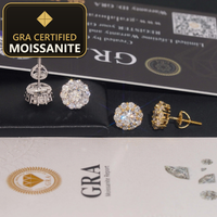 USA Warehouse Bulk in Stock  Iced Out Lab Diamond Jewelry Hip Hop VVS Moissanite Silver 925 Stud Earrings — gra certified moissanite seal v2