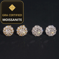 USA Warehouse Bulk in Stock  Iced Out Lab Diamond Jewelry Hip Hop VVS Moissanite Silver 925 Stud Earrings — gra certified moissanite seal v2