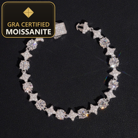 No Tarrifs US Warehouse RTS Pass Diamond Tester GRA Hip Hop Jewelry 925 Silver Iced Out Moissanite Bracelet — gra certified moissanite seal v2