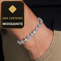 No Tarrifs US Warehouse RTS Pass Diamond Tester GRA Hip Hop Jewelry 925 Silver Iced Out Moissanite Bracelet — gra certified moissanite seal v2