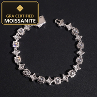 No Tarrifs US Warehouse RTS Pass Diamond Tester GRA Hip Hop Jewelry 925 Silver Iced Out Moissanite Bracelet — gra certified moissanite seal v2