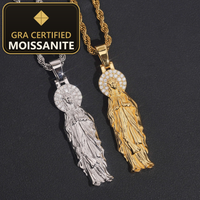 Local Stock Fast Shipping 925 Silver GRA Certificate Hip Hop Iced Out Religious Moissanite Pendant — gra certified moissanite seal v2