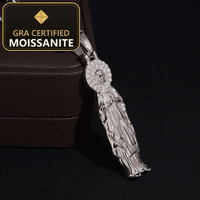 Local Stock Fast Shipping 925 Silver GRA Certificate Hip Hop Iced Out Religious Moissanite Pendant — gra certified moissanite seal v2