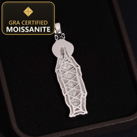 Local Stock Fast Shipping 925 Silver GRA Certificate Hip Hop Iced Out Religious Moissanite Pendant — gra certified moissanite seal v2