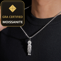 Local Stock Fast Shipping 925 Silver GRA Certificate Hip Hop Iced Out Religious Moissanite Pendant — gra certified moissanite seal v2