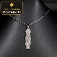 Local Stock Fast Shipping 925 Silver GRA Certificate Hip Hop Iced Out Religious Moissanite Pendant — gra certified moissanite seal v2