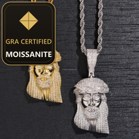 Ship in USA Warehouse Rapper Religious Popular Jewelry Iced Out Hip Hop S925 14k Gold Plated VVS1 Moissanite Jesus Pendant Man — gra certified moissanite seal v2