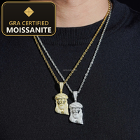 Ship in USA Warehouse Rapper Religious Popular Jewelry Iced Out Hip Hop S925 14k Gold Plated VVS1 Moissanite Jesus Pendant Man — gra certified moissanite seal v2