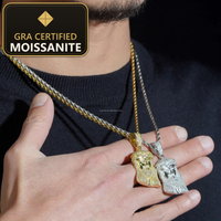 Ship in USA Warehouse Rapper Religious Popular Jewelry Iced Out Hip Hop S925 14k Gold Plated VVS1 Moissanite Jesus Pendant Man — gra certified moissanite seal v2