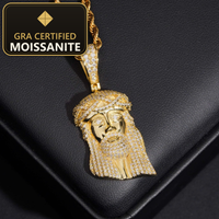 Ship in USA Warehouse Rapper Religious Popular Jewelry Iced Out Hip Hop S925 14k Gold Plated VVS1 Moissanite Jesus Pendant Man — gra certified moissanite seal v2