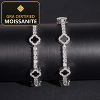 Fast Shipping Hip Hop Gift Iced Out Clover 3mm 925 Sterling Silver VVS Moissanite Tennis Bracelet — gra certified moissanite seal v2