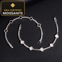Fast Shipping Hip Hop Gift Iced Out Clover 3mm 925 Sterling Silver VVS Moissanite Tennis Bracelet — gra certified moissanite seal v2
