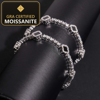 Fast Shipping Hip Hop Gift Iced Out Clover 3mm 925 Sterling Silver VVS Moissanite Tennis Bracelet — gra certified moissanite seal v2