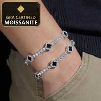 Fast Shipping Hip Hop Gift Iced Out Clover 3mm 925 Sterling Silver VVS Moissanite Tennis Bracelet — gra certified moissanite seal v2