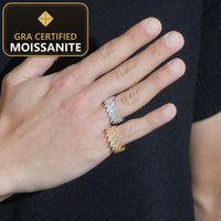 USA Stock Hip Hop Jewelry Men Moissanite Diamond Ring 925 Sterling Silver Iced Out Ring Pass Diamond Tester Rapper Diamond Ring — gra certified moissanite seal v2