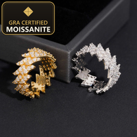 USA Stock Hip Hop Jewelry Men Moissanite Diamond Ring 925 Sterling Silver Iced Out Ring Pass Diamond Tester Rapper Diamond Ring — gra certified moissanite seal v2