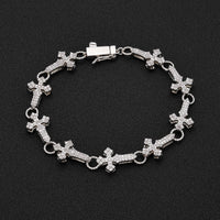 Iced CZ Cross-Link Tennis Bracelet — 11mm Full Pavé