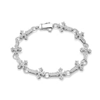 Iced CZ Cross-Link Tennis Bracelet — 11mm Full Pavé