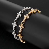 Iced CZ Cross-Link Tennis Bracelet — 11mm Full Pavé