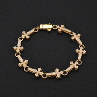Iced CZ Cross-Link Tennis Bracelet — 11mm Full Pavé
