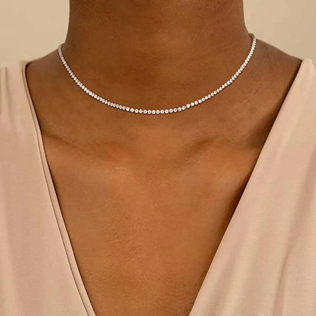 Moissanite Tennis Necklace — D-Color VVS1, Passes a Diamond Tester (925 Silver)