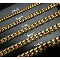 Curb Cuban Chain — 3–9mm, 18K Gold Plated Non-Tarnish Steel