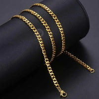 Curb Cuban Chain — 3–9mm, 18K Gold Plated Non-Tarnish Steel