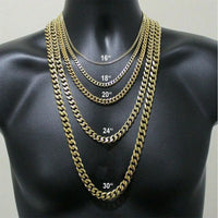 Curb Cuban Chain — 3–9mm, 18K Gold Plated Non-Tarnish Steel