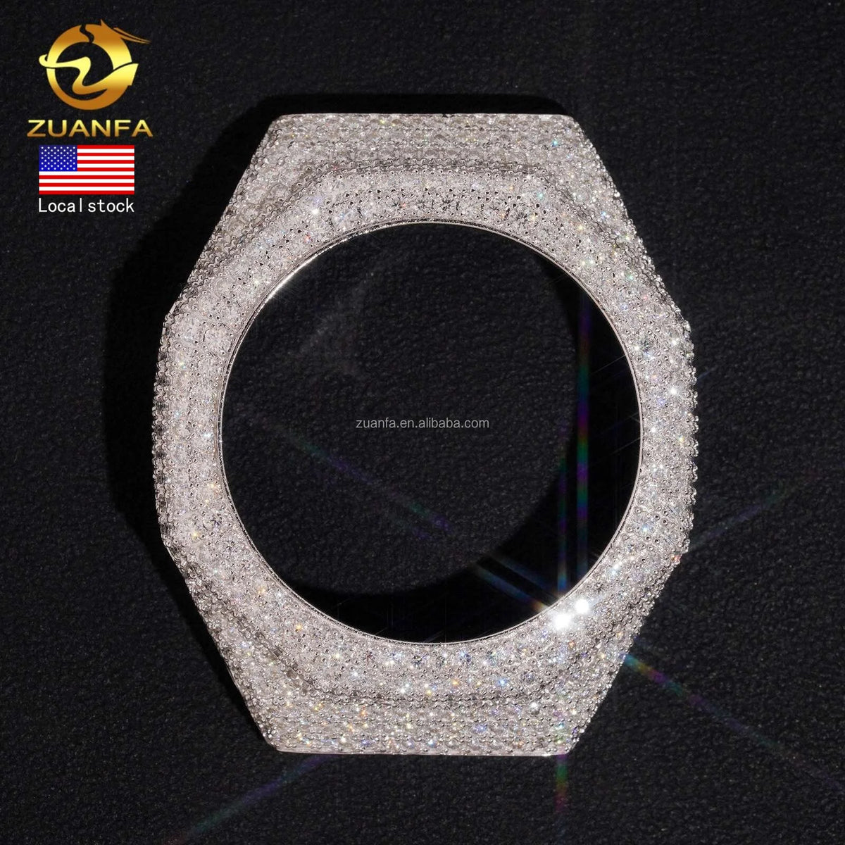 Iced Moissanite Watch Case & Bezel — Fits GA2100, VVS1 D-Color (925 Sterling Silver)