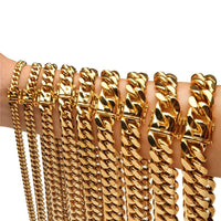 Miami Cuban Link Chain — 6–18mm Box Dragon Clasp, 18K Gold PVD Stainless Steel