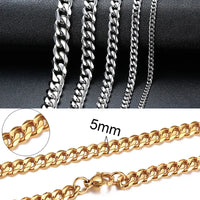 Miami Cuban Link Chain for Men — 18K Gold, Silver & Black Non-Tarnish Stainless Steel