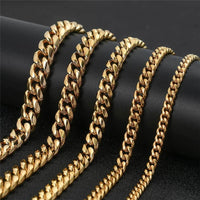 Miami Cuban Link Chain — 6–12mm Box Clasp, 18K Bonded Gold PVD