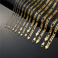 Figaro Chain — 2–10mm, 14K Gold Plated Non-Tarnish Steel