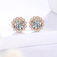 Moissanite Stud Earrings — 1ct Round, Rhodium (925 Sterling Silver)