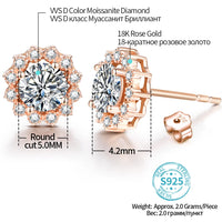 Moissanite Stud Earrings — 1ct Round, Rhodium (925 Sterling Silver)