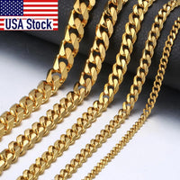 Curb Cuban Chain — 3–9mm, 18K Gold Plated Non-Tarnish Steel