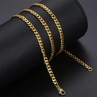 Curb Cuban Chain — 3–9mm, 18K Gold Plated Non-Tarnish Steel