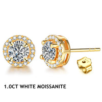 Moissanite Stud Earrings — 1ct D-Color VVS1, Passes a Diamond Tester (925 Silver)