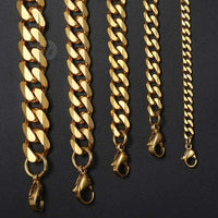 Curb Cuban Chain — 3–9mm, 18K Gold Plated Non-Tarnish Steel