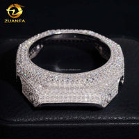 Iced Moissanite Watch Case & Bezel — Fits GA2100, VVS1 D-Color (925 Sterling Silver)