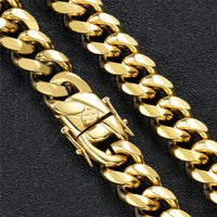 Men's Miami Cuban Link Chain — 8–14mm Double-Lock Box Clasp, 18K Bonded Gold PVD
