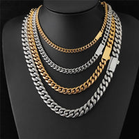 Miami Cuban Link Chain — 6–12mm Box Clasp, 18K Bonded Gold PVD